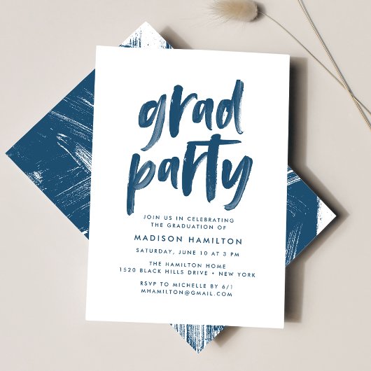 Abstract Navy | Afstudeerfeest Uitnodiging