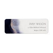 Abstract Navy Black Gold Waterverf Wash-adres Etiket (Voorkant)