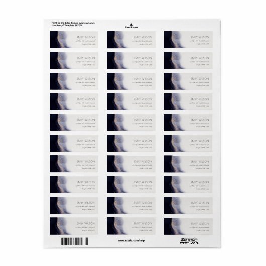 Abstract Navy Black Gold Waterverf Wash-adres Etiket (Full Sheet)