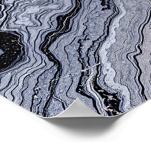 Abstract Navy Blue Grey Marble Stone vein Texture  Poster (Hoek)