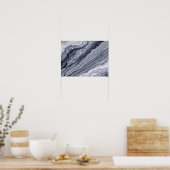 Abstract Navy Blue Grey Marble Stone vein Texture Poster (Keuken)