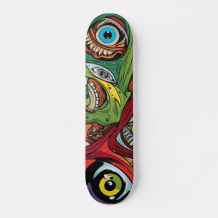 Abstract Navy Brown Illustratie Skateboard