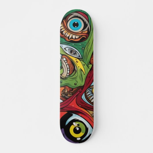 Abstract Navy Brown Illustratie Skateboard (Voorkant)