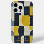 Abstract Navy en Mosterdcurven – Minimalistische K Case-Mate iPhone Case (Achterkant)