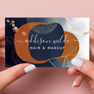 Abstract Navy Koper En Goud Moderne Geometrisch Visitekaartje