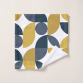 Abstract Navy Mustard geometrisch patroon Bad Handdoek (Wasdoekje)