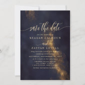 Abstract Navyblauw en Goud Modern 'Save The Date' Kaart (Voorkant)