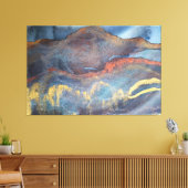 Abstract Navyblauw Goud Waterverf Elegant Modern Canvas Afdruk (Insitu (Woonkamer))