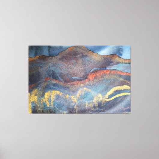 Abstract Navyblauw Goud Waterverf Elegant Modern Canvas Afdruk (Voorkant)