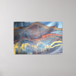 Abstract Navyblauw Goud Waterverf Elegant Modern Canvas Afdruk