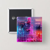 Abstract neon art T-Shirt Vierkante Button 5,1 Cm (Voorkant /achterkant)