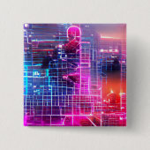 Abstract neon art T-Shirt Vierkante Button 5,1 Cm (Voorkant)