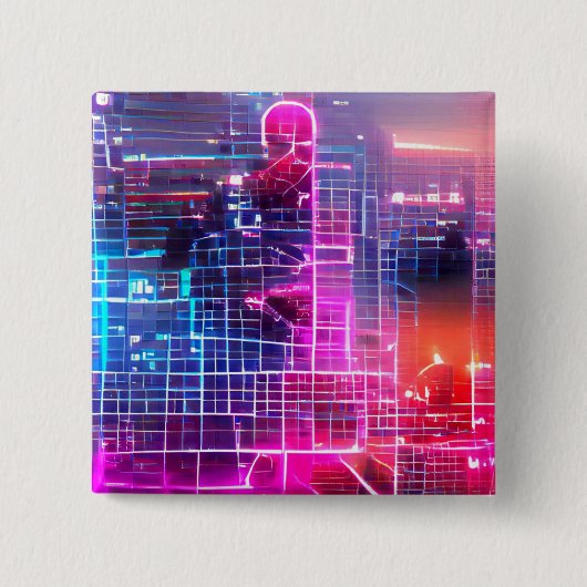 Abstract neon art T-Shirt Vierkante Button 5,1 Cm (Voorkant)