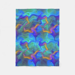 Abstract Neon Blauwgroen Blauw Paars Fractal Patro Fleece Deken