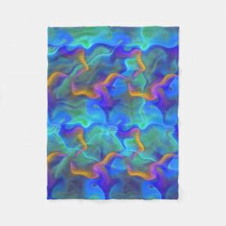 Abstract Neon Blauwgroen Blauw Paars Fractal Patro Fleece Deken