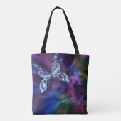 Abstract Neon Blue Paars Bright Butterfly Tas (Achterkant)