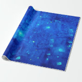 Abstract Neon Buitenspatie Blauw Cadeaupapier (Uitgerold)