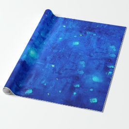Abstract Neon Buitenspatie Blauw Cadeaupapier
