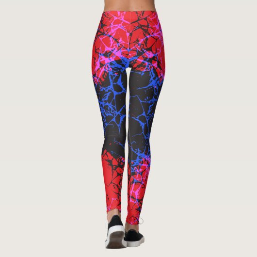 Abstract Neon Cracked Earth Pattern Leggings (Achterkant)