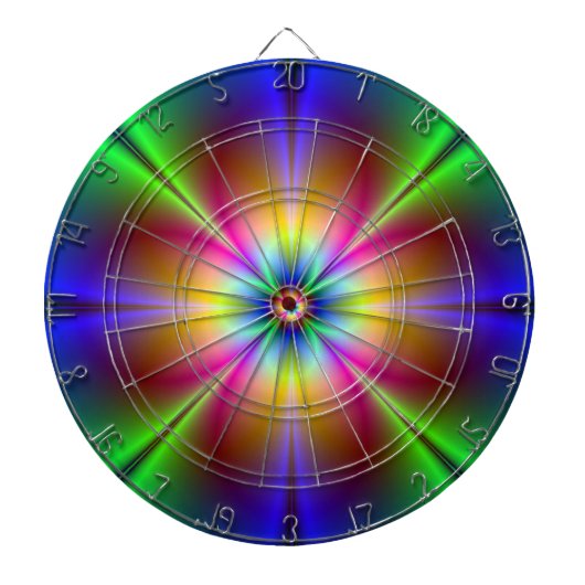 Abstract Neon Daisy Dart Board Dartbord (Voorkant)