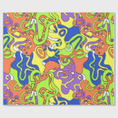 Abstract Neon Doodle Maze Patroon Cadeaupapier (Vlak)