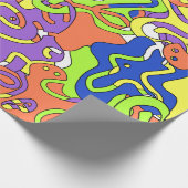 Abstract Neon Doodle Maze Patroon Cadeaupapier (Hoek)