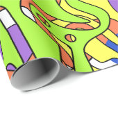 Abstract Neon Doodle Maze Patroon Cadeaupapier (Rol Hoek)