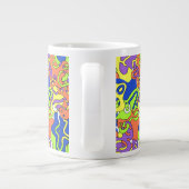 Abstract Neon Doodle Maze Patroon Grote Koffiekop (Achterkant)