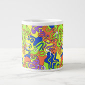 Abstract Neon Doodle Maze Patroon Grote Koffiekop (Voorkant)
