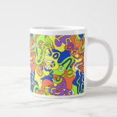 Abstract Neon Doodle Maze Patroon Grote Koffiekop (Rechts)