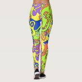 Abstract Neon Doodle Maze Patroon Leggings (Achterkant)