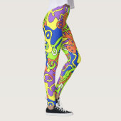 Abstract Neon Doodle Maze Patroon Leggings (Rechts)