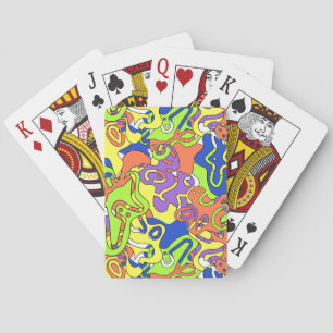 Abstract Neon Doodle Maze Patroon Pokerkaarten
