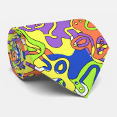 Abstract Neon Doodle Maze Patroon Stropdas (Opgerold)