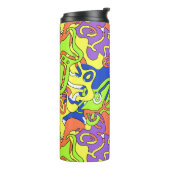 Abstract Neon Doodle Maze Patroon Thermosbeker (Gedraaid links)