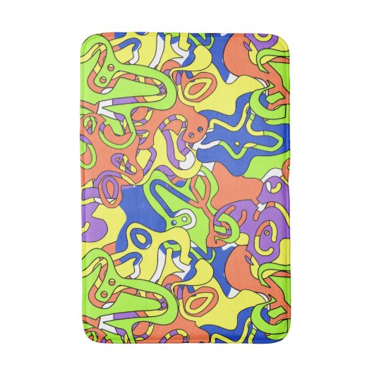 Abstract Neon Doodle Maze Pattern Badmat (Voorkant Verticaal)