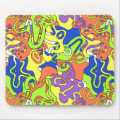 Abstract Neon Doodle Maze Pattern Muismat (Voorkant)