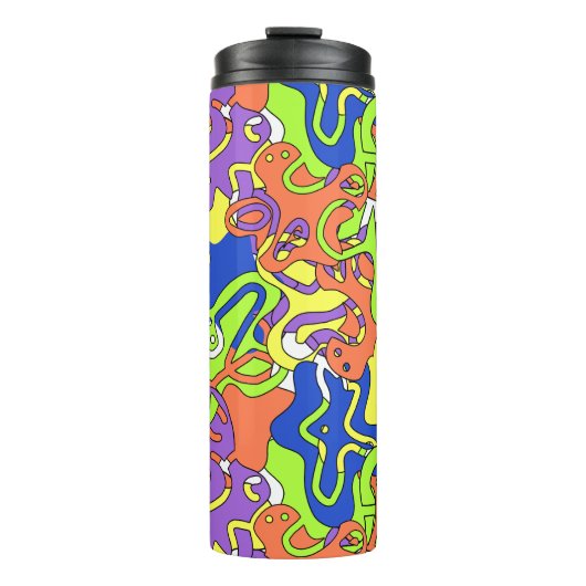 Abstract Neon Doodle Maze Pattern Thermosbeker (Voorkant)