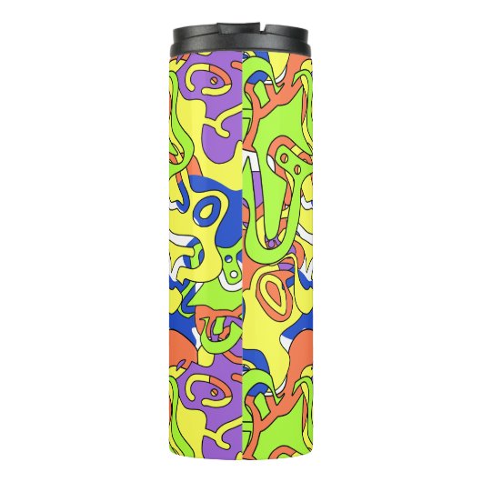 Abstract Neon Doodle Maze Pattern Thermosbeker (Achterkant)