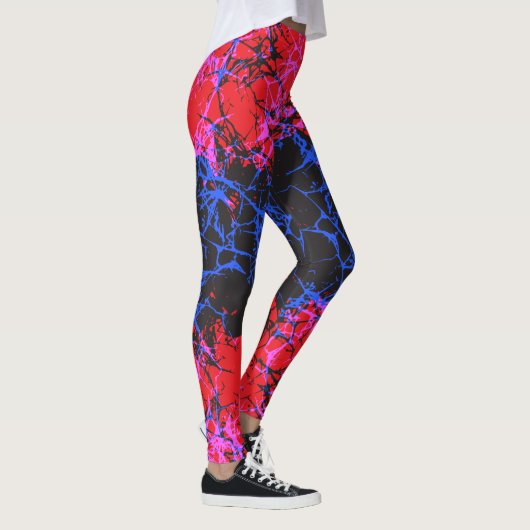 Abstract Neon Gebarsten Aardpatroon Leggings (Rechts)