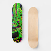 Abstract Neon Green Flowers d Brand Skateboard (Voorkant)