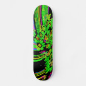 Abstract Neon Green Flowers d Brand Skateboard (Voorkant)