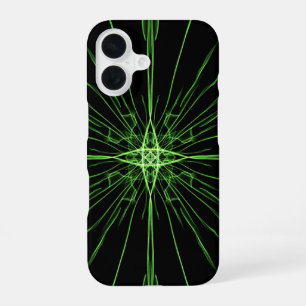 Abstract Neon Groen Zwart Symmetrie iPhone 16 Hoesje