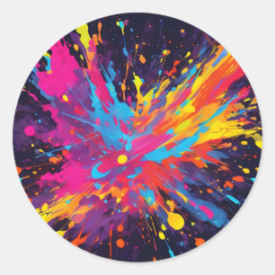 Abstract Neon Kleurrijk Ronde Sticker