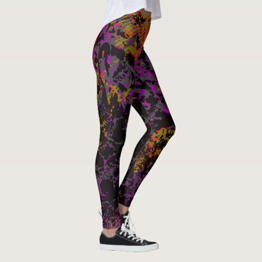 Abstract Neon Militaire Camouflage Chaos Leggings (Rechts)