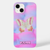 Abstract neon pink Acrylic Butterfly  Monogram  Case-Mate iPhone Case (Achterkant)