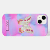 Abstract neon pink Acrylic Butterfly  Monogram  Case-Mate iPhone Case (Achterkant (horizontaal))