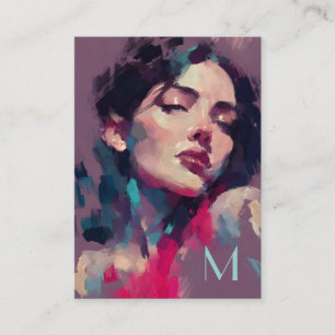 Abstract Neon Portret met een Monogram Visitekaartje