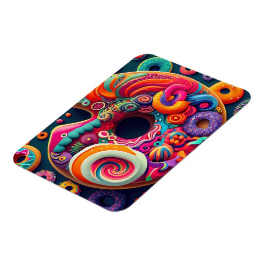 Abstract Neon Rainbow Donut Art Magneet (Linkerzijde)