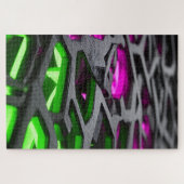 Abstract Neon Roze Groen Sci-Fi Raster Legpuzzel (Horizontaal)